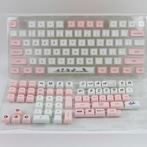 EPOMAKER Pink and White Kitty PBT Keycap Set